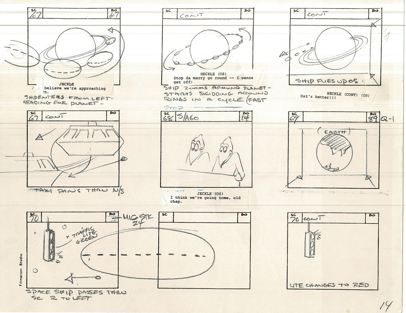 Heckle and Jeckle Storyboard Art Cartoon 2 Pages Vintage Filmation 1979 H-07