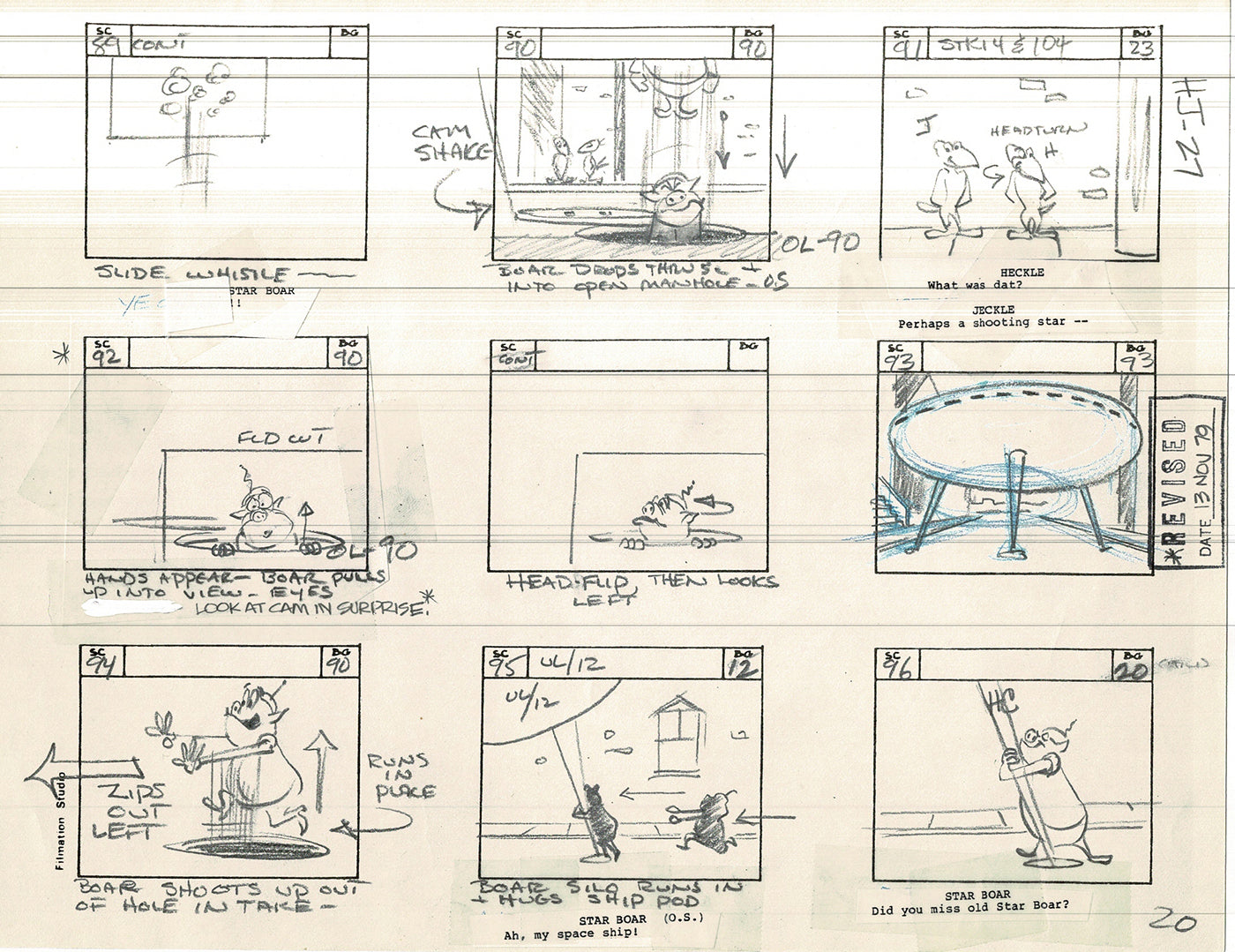 Heckle and Jeckle Storyboard Art Cartoon 2 Pages Vintage Filmation 1979 H-13