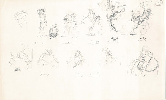 Hercules Walt Disney Production Animation Drawing Used to Make an Episode Wendell Washer A20