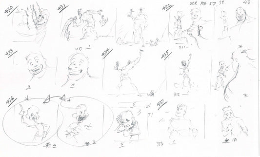 Hercules Walt Disney Production Animation Drawing Used to Make an Episode Wendell Washer A103