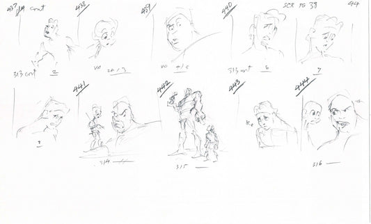 Hercules Walt Disney Production Animation Drawing Used to Make an Episode Wendell Washer A104