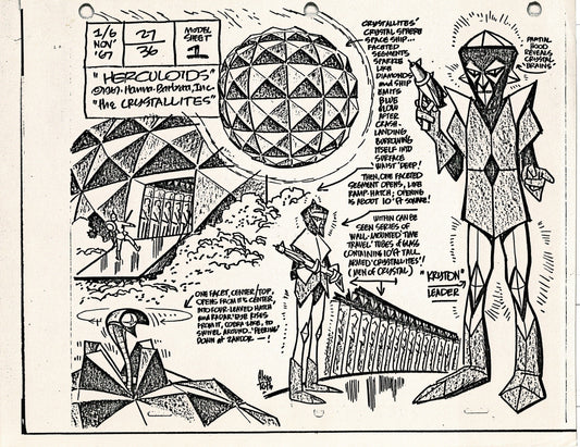 Herculoids 1967 Alex Toth Production Model Sheet Copy Lot of 16 Pages from Hanna Barbera
