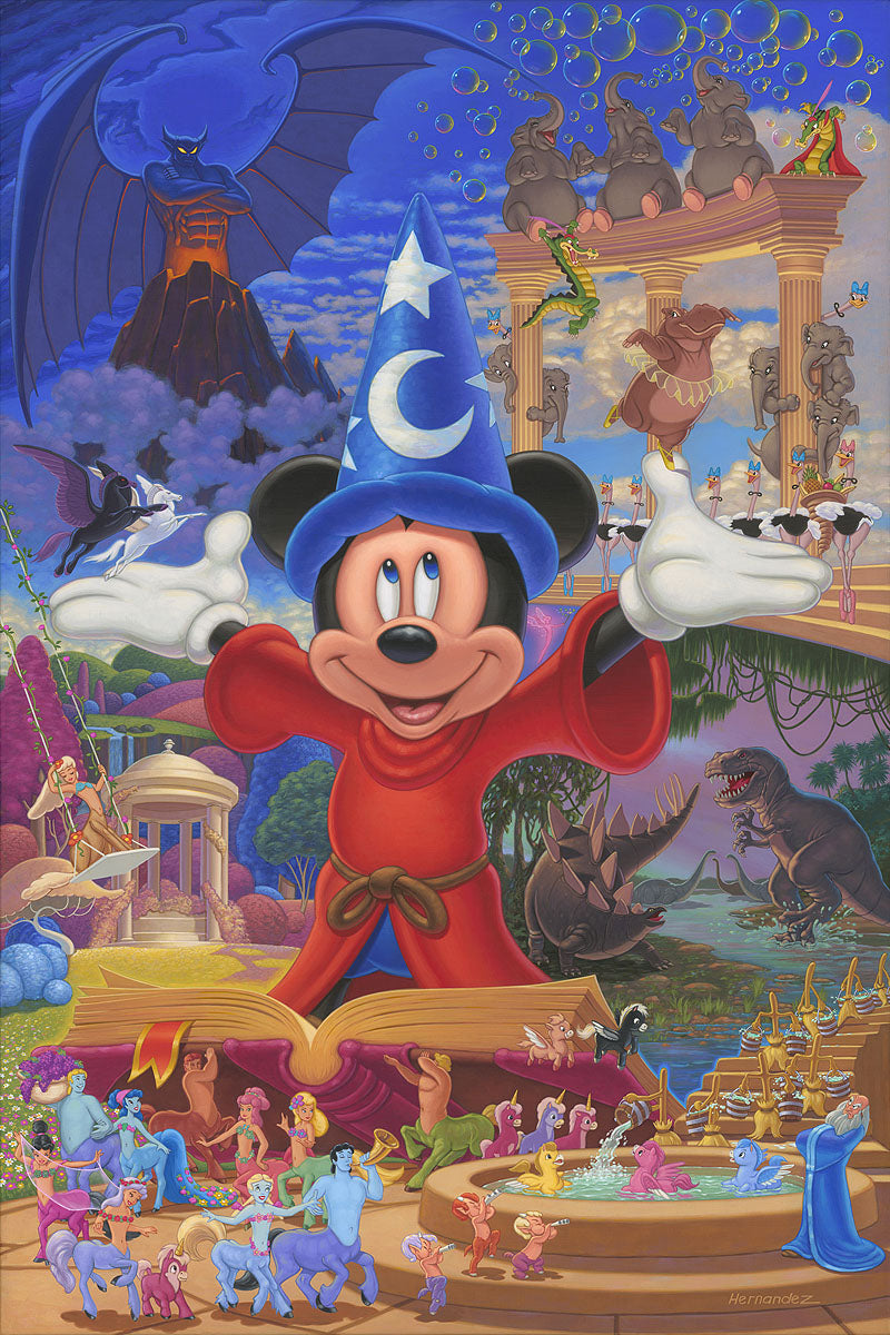 Mickey Mouse Walt Disney Fine Art Manuel Hernandez Signed Limited Edition Print of 295 on Canvas "Story of Music and Magic" Regular Edition