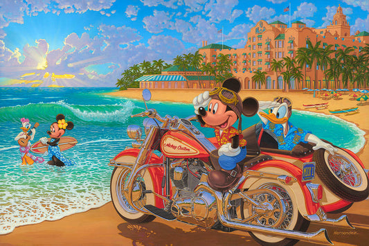 Mickey Mouse Walt Disney Fine Art Manuel Hernandez Signed Limited Edition Print of 30 on Canvas "Where Road Meets the Sea" PREMIERE Edition