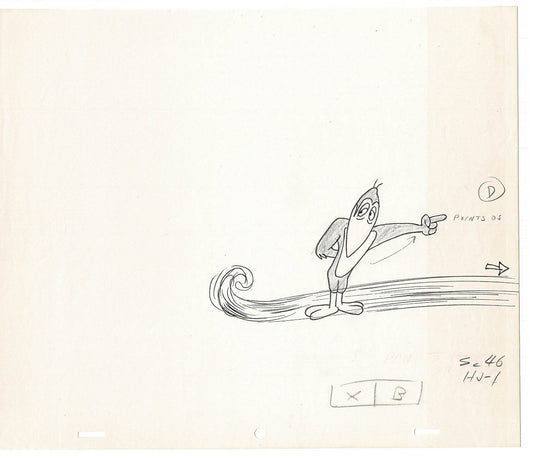 Heckle and Jeckle Lot of 2 Production Animation Cel Drawings Filmation 1979-80 F-39