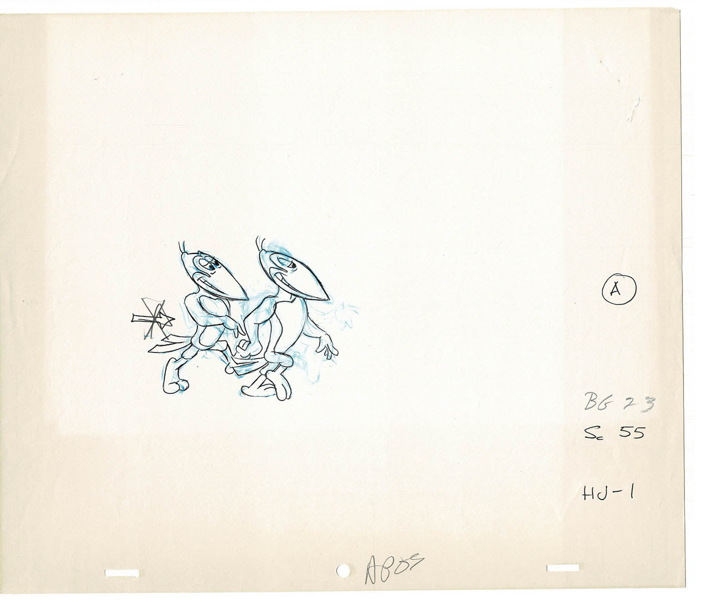 Heckle and Jeckle Lot of 2 Production Animation Cel Drawings Filmation 1979-80 F-41
