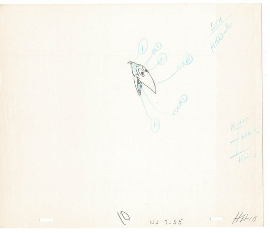 Heckle and Jeckle Lot of 2 Production Animation Cel Drawings Filmation 1979-80 F-43