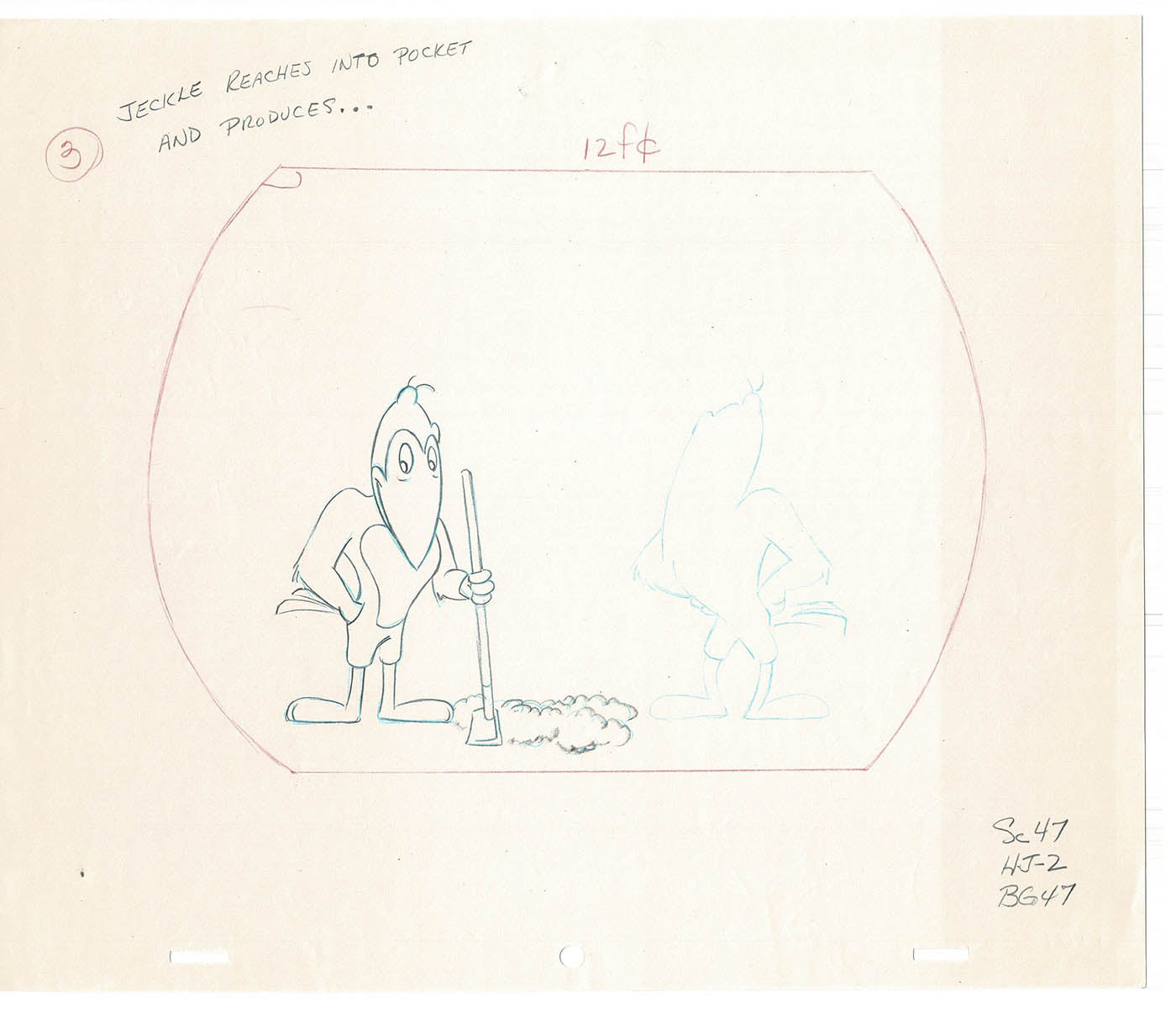 Heckle and Jeckle Lot of 2 Production Animation Cel Drawings Filmation 1979-80 F-55