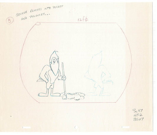 Heckle and Jeckle Lot of 2 Production Animation Cel Drawings Filmation 1979-80 F-55