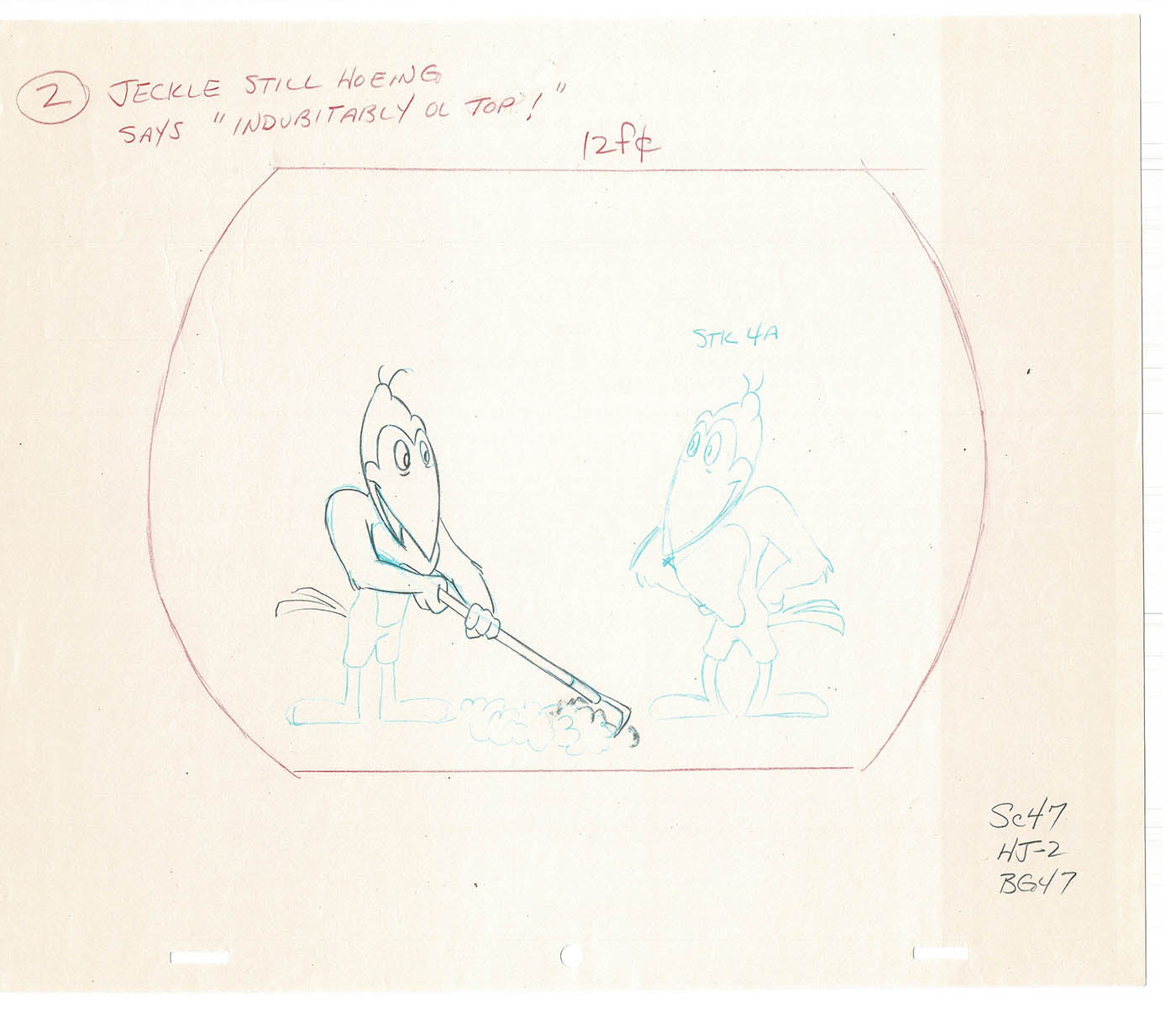 Heckle and Jeckle Lot of 2 Production Animation Cel Drawings Filmation 1979-80 F-55
