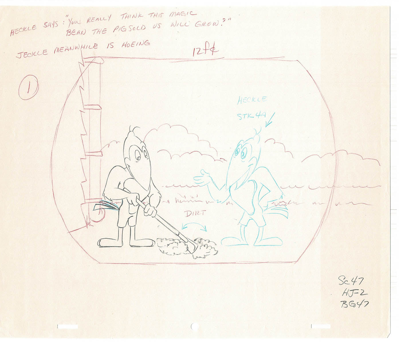 Heckle and Jeckle Lot of 2 Production Animation Cel Drawings Filmation 1979-80 F-57