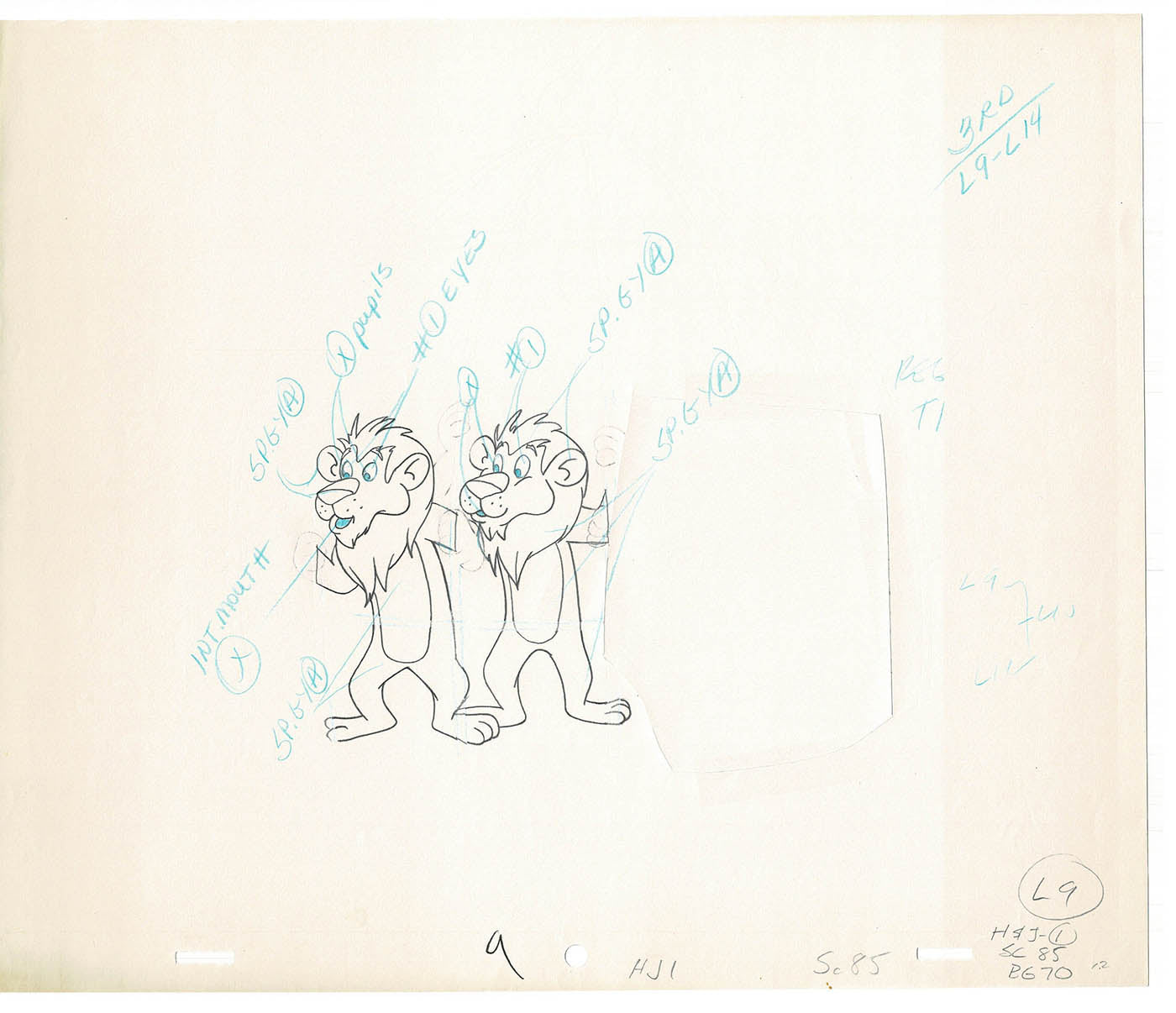 Heckle and Jeckle Lot of 2 Production Animation Cel Drawings Filmation 1979-80 F-95