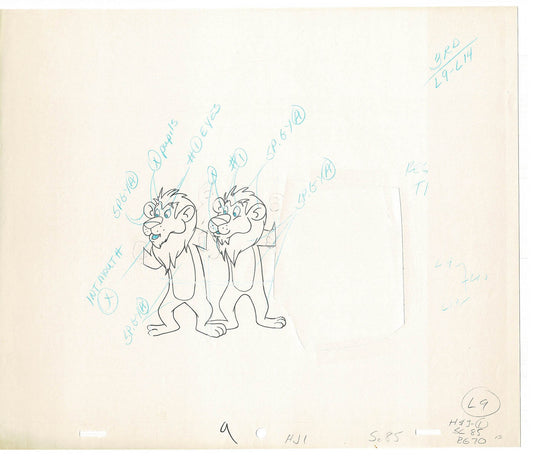 Heckle and Jeckle Lot of 2 Production Animation Cel Drawings Filmation 1979-80 F-95