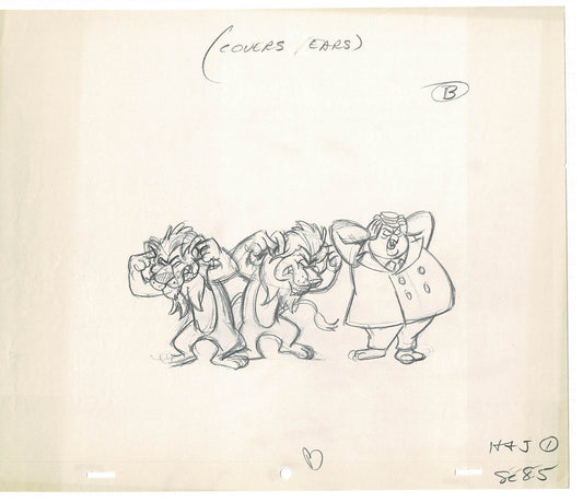 Heckle and Jeckle Lot of 2 Production Animation Cel Drawings Filmation 1979-80 F-103