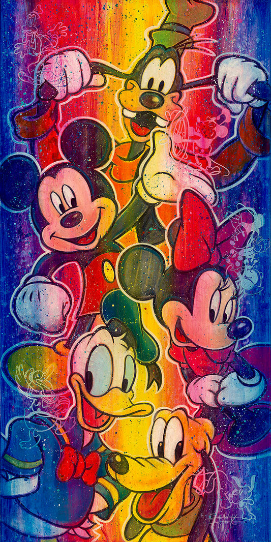 Mickey Mouse Minnie Mouse Donald Duck Walt Disney Fine Art Stephen Fishwick Signed Limited Ed Print of 195 on Canvas "How Far We've Come"