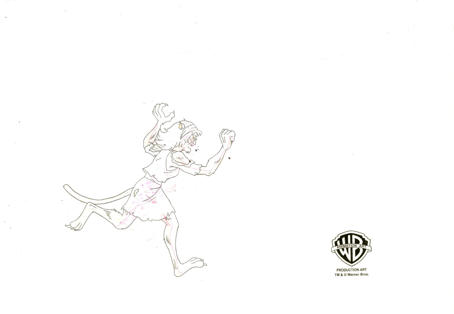 Scooby Doo and Shaggy with Lena and Simone Production Animation Art Cel Setup and FOUR Matching Production Drawings Hanna Barbera 1998