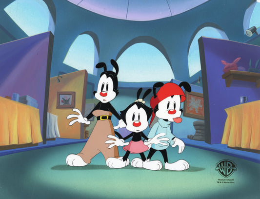 ANIMANIACS! Key Master Setup Production Animation Cels and Background WITH Drawing from Warner Brothers 1993-8 hdn