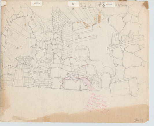 Heidi's Song Production Animation Background Drawing from Hanna Barbera 1982 b3109