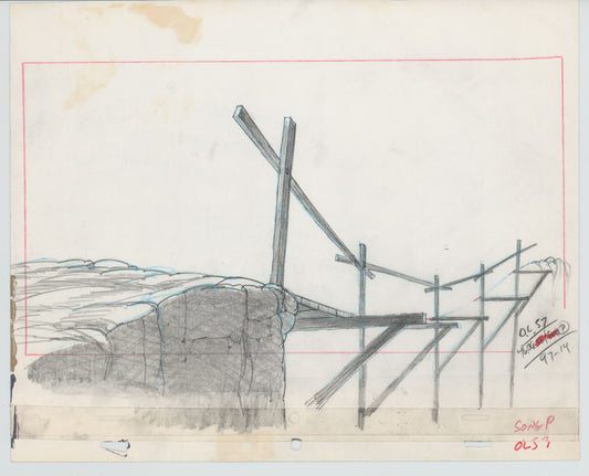 Heidi's Song Production Animation Background Drawing from Hanna Barbera 1982 b3111