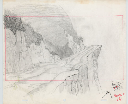 Heidi's Song Production Animation Background Drawing from Hanna Barbera 1982 b3114