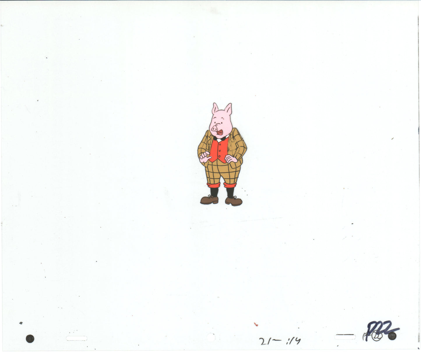 RUPERT Bear Podgy Pig Original Production Animation Cel from the Cartoon by Nelvana Tourtel Animation 1990s 8-320
