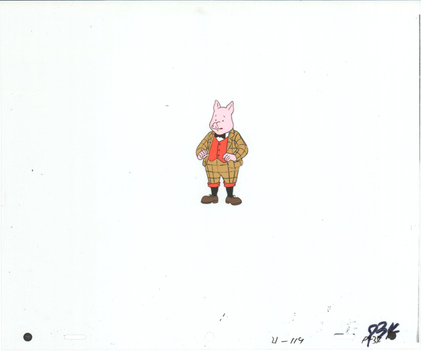 RUPERT Bear Podgy Pig Original Production Animation Cel from the Cartoon by Nelvana Tourtel Animation 1990s 8-327
