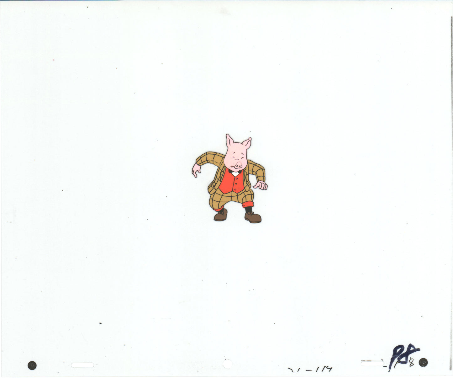 RUPERT Bear Podgy Pig Original Production Animation Cel from the Cartoon by Nelvana Tourtel Animation 1990s 8-334