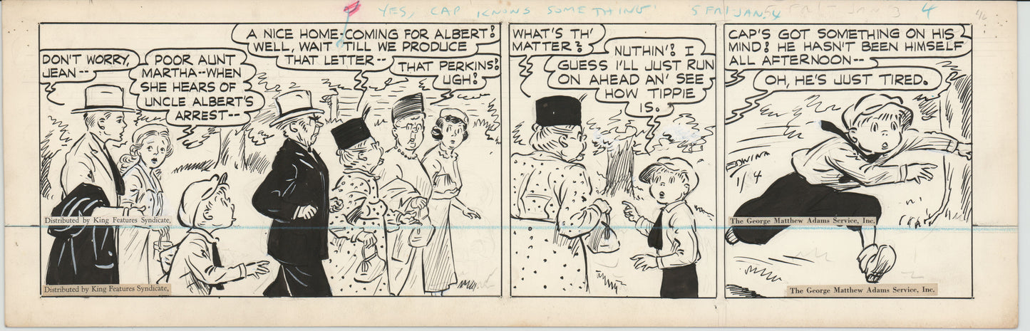 Cap Stubbs and Tippie Original Ink Daily Comic Strip Art Signed and Drawn by Edwina Dumm 1946 8-501