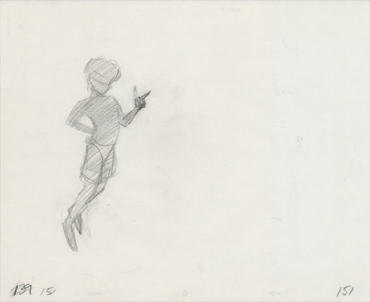 Hook Steven Spielberg and Amblin Production Animation Cel Drawing of Peter Pan's Shadow 1991 8-645