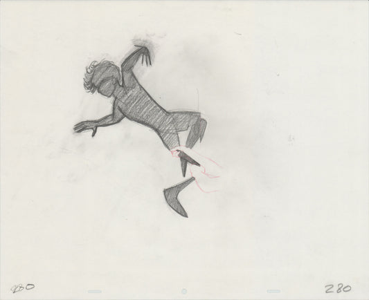 Hook Steven Spielberg and Amblin Production Animation Cel Drawing of Peter Pan's Shadow 1991 8-658