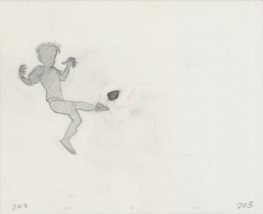 Hook Steven Spielberg and Amblin Production Animation Cel Drawing of Peter Pan's Shadow 1991 8-699