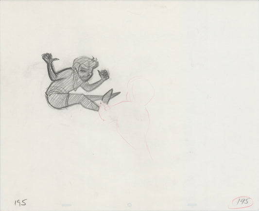 Hook Steven Spielberg and Amblin Production Animation Cel Drawing of Peter Pan's Shadow 1991 8-711