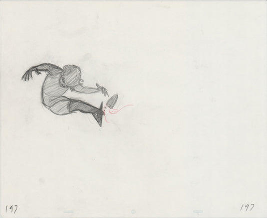 Hook Steven Spielberg and Amblin Production Animation Cel Drawing of Peter Pan's Shadow 1991 8-712