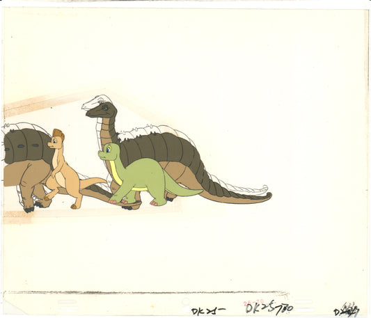 2 LOT of Dink the Little Dinosaur Production Animation Cels and Drawing (stuck) from Ruby Spears 1989-91 C914-15