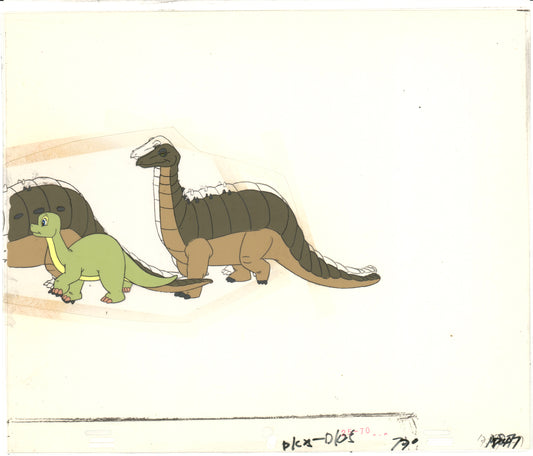 2 LOT of Dink the Little Dinosaur Production Animation Cels and Drawing (stuck) from Ruby Spears 1989-91 C916-17