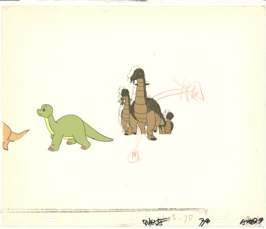 2 LOT of Dink the Little Dinosaur Production Animation Cels and Drawing (stuck) from Ruby Spears 1989-91 C922-24