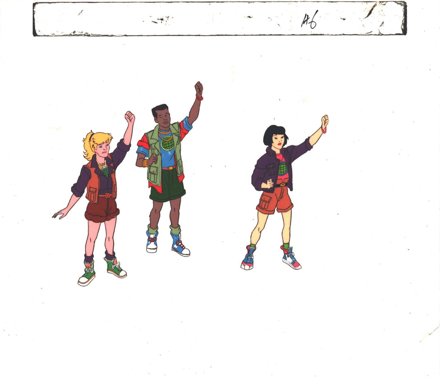 Captain Planet Planeteers Production Animation Cel and Stuck Drawing Hanna Barbera 1990-95 D1020