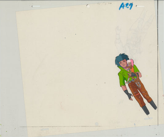 Captain Planet Planeteers Production Animation Cel and Stuck Drawing Hanna Barbera 1990-95 E1031