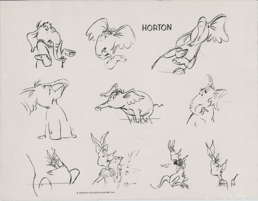 Horton Hears a Who Dr Seuss Production Animation Lithographic Print Model Sheet 1970 Chuck Jones