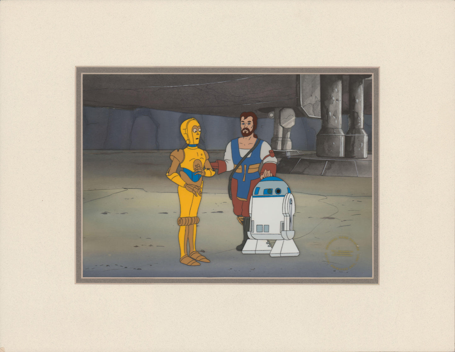 Star Wars Droids C-3PO R2D2 and Mungo Original Production Animation Art Cel from Nelvana 1985-1986 1