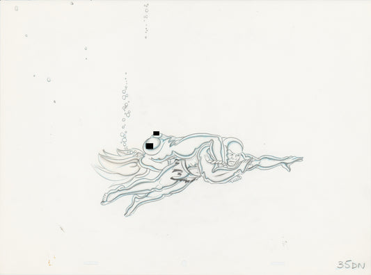 Heavy Metal Den 1981 Original Production Animation Cel Drawing of Katherine and Den 35dn