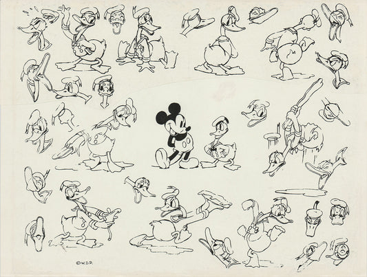 Donald Duck Walt Disney Litho Production Mimeograph Animation Model Sheet A137