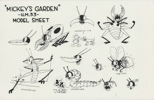 Mickey n Bugs Walt Disney Litho Production Mimeograph Animation Model Sheet A150