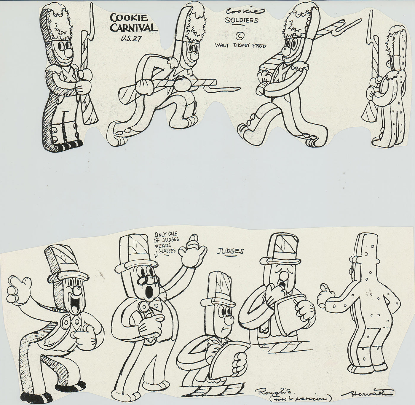 Cookie Carnival Walt Disney Litho Production Mimeograph Set of TWO Animation Model Sheets A152