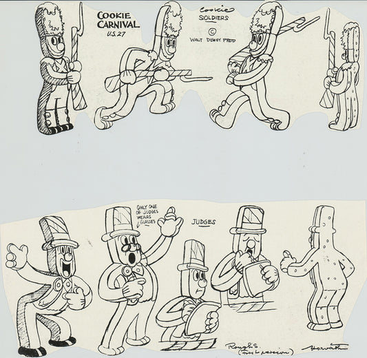Cookie Carnival Walt Disney Litho Production Mimeograph Set of TWO Animation Model Sheets A152