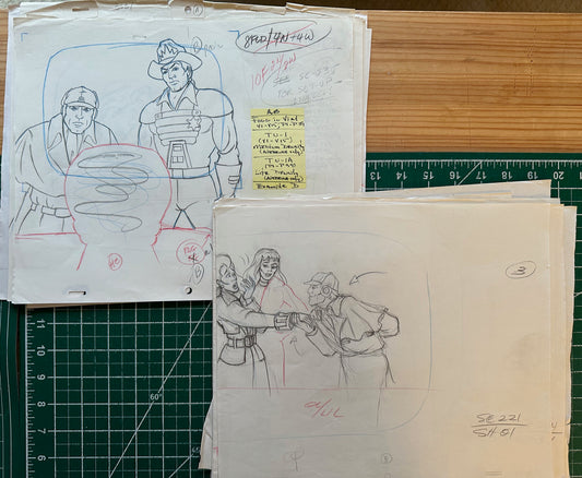LOT OF 24 Bravestarr Production Animation Cel Pan Drawings Filmation 1988 Pn