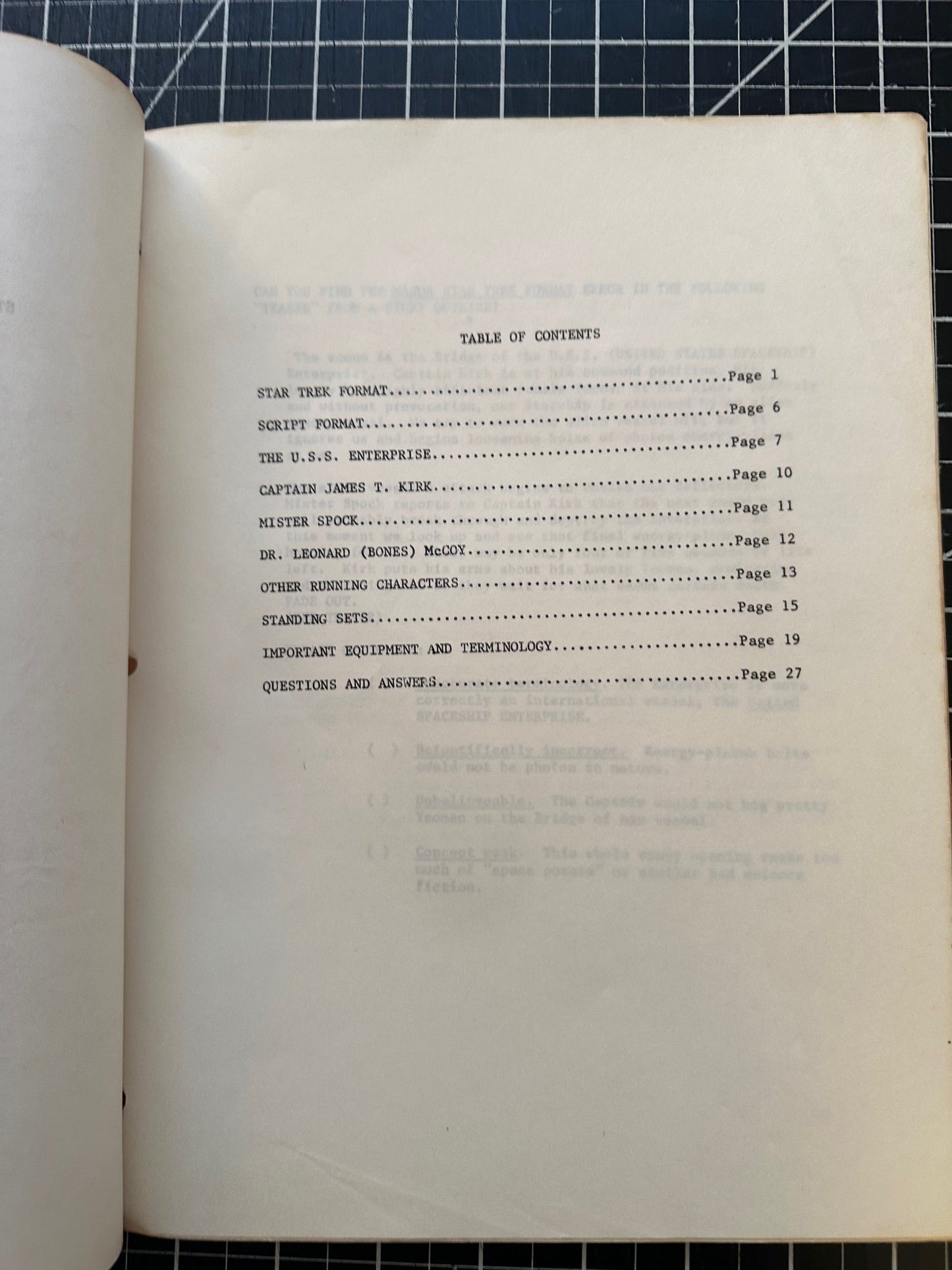 The Star Trek Guide 1967 Gene Roddenberry Paramount Layout Artist Copy