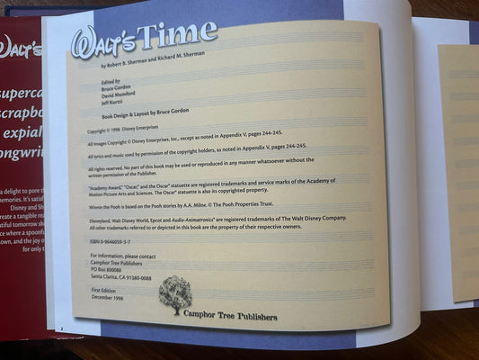 Walt's Time HC book Sherman & Sherman Disney 1998 1st Edition Marc Davis's COPY