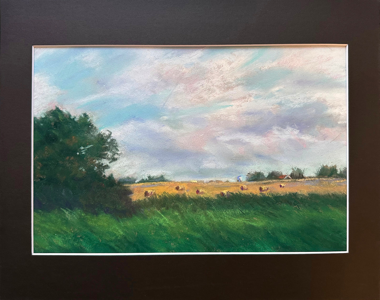 Award Winning Artist Sharon Jensen Original Pastel Painting "Early Hay" Wisconsin