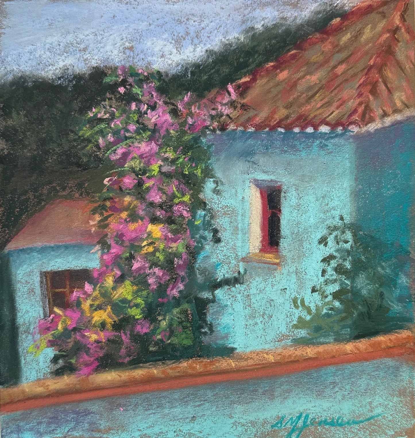 New Mexico Award Winning Artist Sharon Jensen Original Pastel Painting "Over Aqua"